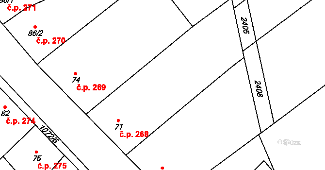 Chlupice 268, Hostěradice na parcele st. 71 v KÚ Chlupice, Katastrální mapa