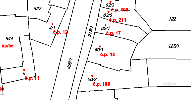 Přerov III-Lověšice 18, Přerov na parcele st. 60/1 v KÚ Lověšice u Přerova, Katastrální mapa