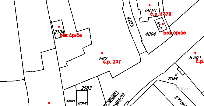Lipník nad Bečvou I-Město 237, Lipník nad Bečvou na parcele st. 562 v KÚ Lipník nad Bečvou, Katastrální mapa