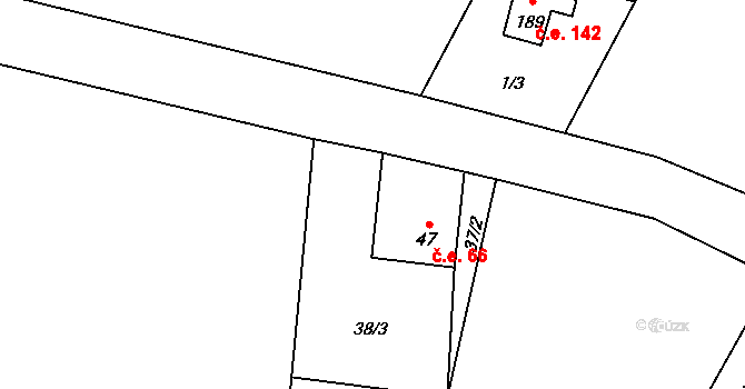 Radotín 66, Chyše na parcele st. 47 v KÚ Radotín u Chyší, Katastrální mapa