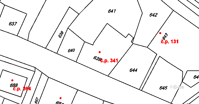 Domanín 341 na parcele st. 639 v KÚ Domanín, Katastrální mapa