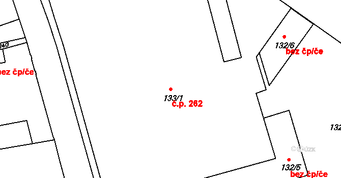 Třeboň II 262, Třeboň na parcele st. 133/1 v KÚ Třeboň, Katastrální mapa