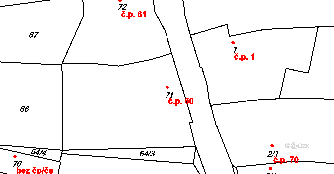 Razice 60, Hrobčice na parcele st. 71 v KÚ Razice, Katastrální mapa
