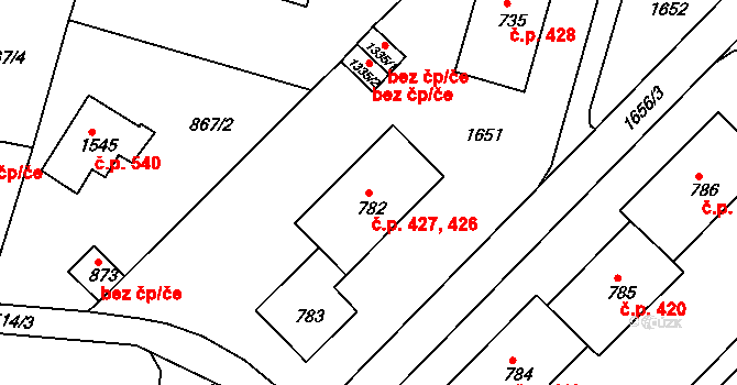 Prachatice II 426, Prachatice na parcele st. 783 v KÚ Prachatice, Katastrální mapa