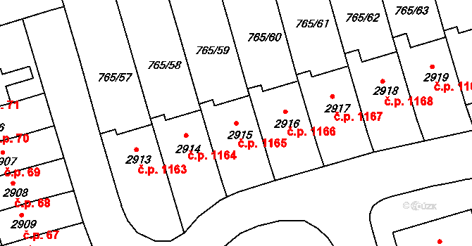 Strakonice I 1165, Strakonice na parcele st. 2915 v KÚ Strakonice, Katastrální mapa