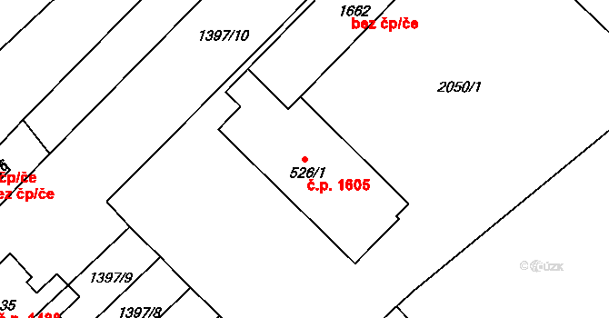 Předměstí 1605, Svitavy na parcele st. 526/1 v KÚ Svitavy-předměstí, Katastrální mapa