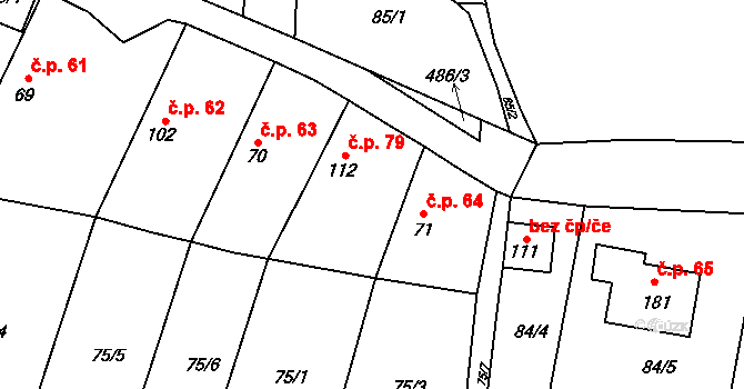 Vinařice 79 na parcele st. 112 v KÚ Vinařice u Loun, Katastrální mapa