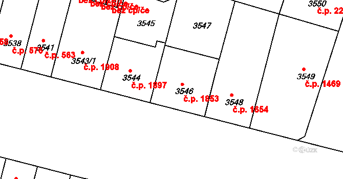 Teplice 1853 na parcele st. 3546 v KÚ Teplice, Katastrální mapa