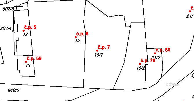 Česká Olešná 7, Strmilov na parcele st. 16/1 v KÚ Česká Olešná, Katastrální mapa