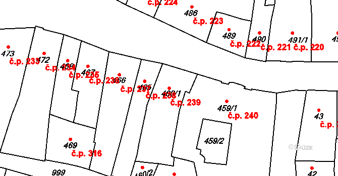 Malá Strana 239, Praha na parcele st. 460/1 v KÚ Malá Strana, Katastrální mapa