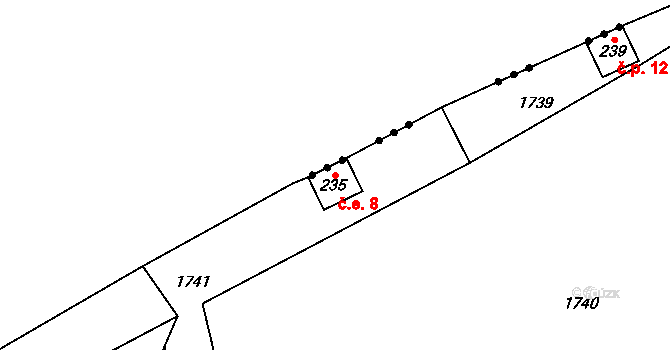 Kohoutov 8 na parcele st. 235 v KÚ Kohoutov, Katastrální mapa