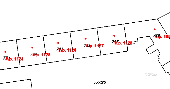 Strašnice 1127, Praha na parcele st. 783 v KÚ Strašnice, Katastrální mapa