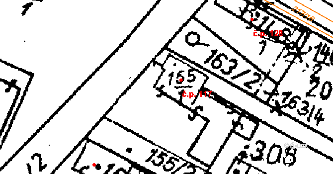 Radovesnice II 117 na parcele st. 155/1 v KÚ Radovesnice II, Katastrální mapa
