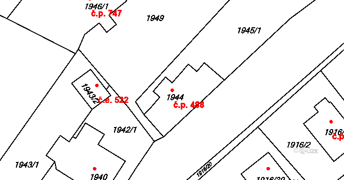 Rumburk 1 488, Rumburk na parcele st. 1944 v KÚ Rumburk, Katastrální mapa