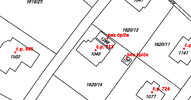 Rtyně v Podkrkonoší 713 na parcele st. 1048 v KÚ Rtyně v Podkrkonoší, Katastrální mapa