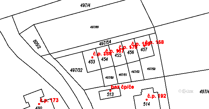 Špičák 167, Železná Ruda na parcele st. 454 v KÚ Špičák, Katastrální mapa