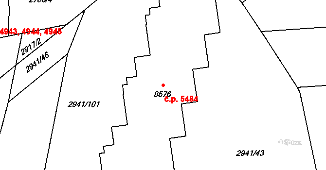 Zlín 5484 na parcele st. 8576 v KÚ Zlín, Katastrální mapa