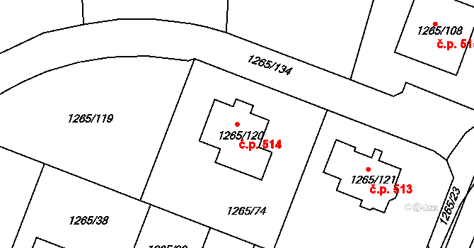 Pokratice 514, Litoměřice na parcele st. 1265/120 v KÚ Pokratice, Katastrální mapa