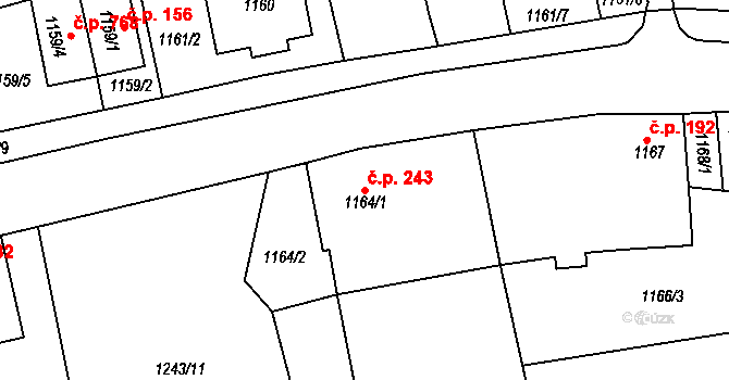 Kluč 243, Habartov na parcele st. 1164/1 v KÚ Habartov, Katastrální mapa