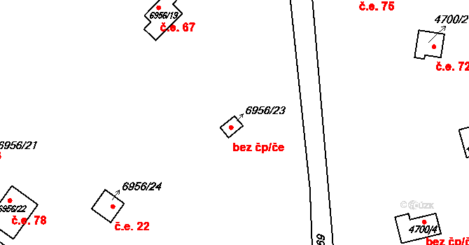 Podlesí 66, Holice na parcele st. 6956/23 v KÚ Holice v Čechách, Katastrální mapa