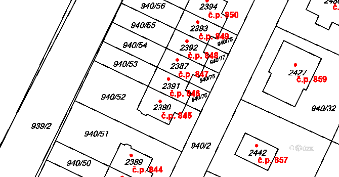 Chlumec nad Cidlinou IV 846, Chlumec nad Cidlinou na parcele st. 2391 v KÚ Chlumec nad Cidlinou, Katastrální mapa