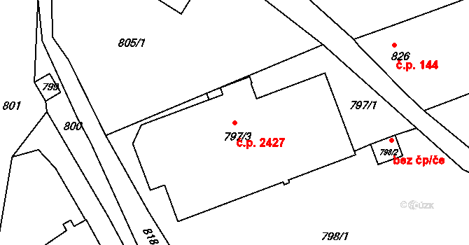 Varnsdorf 2427 na parcele st. 797/3 v KÚ Varnsdorf, Katastrální mapa