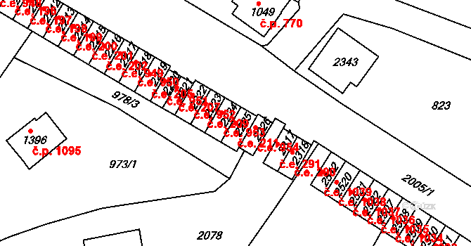Náchod 211 na parcele st. 2225 v KÚ Náchod, Katastrální mapa