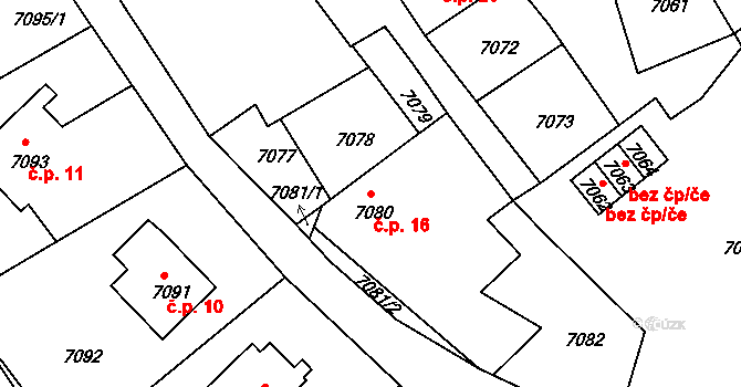 Radonín 16, Žďár nad Sázavou na parcele st. 7080 v KÚ Město Žďár, Katastrální mapa