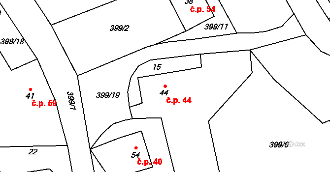 Malá Šitboř 44, Milíkov na parcele st. 44 v KÚ Malá Šitboř, Katastrální mapa