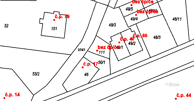Sulislav 38309432 na parcele st. 111 v KÚ Sulislav, Katastrální mapa