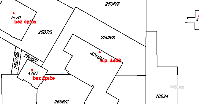 Hodonín 4402 na parcele st. 4788/2 v KÚ Hodonín, Katastrální mapa