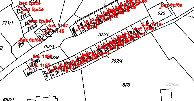 Děčín 40675432 na parcele st. 687 v KÚ Děčín, Katastrální mapa