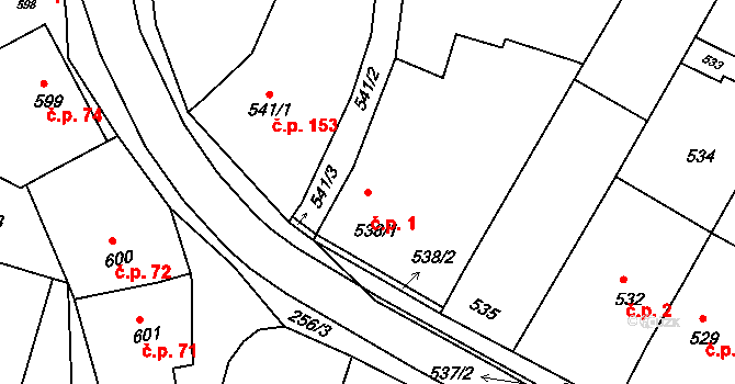 Heršpice 1 na parcele st. 538/1 v KÚ Heršpice, Katastrální mapa