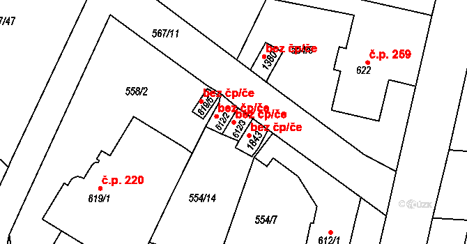 Broumov 42538432 na parcele st. 612/3 v KÚ Broumov, Katastrální mapa