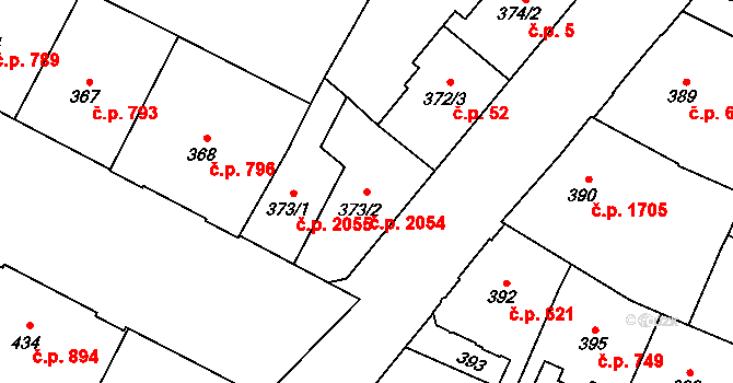 Předměstí 2054, Opava na parcele st. 373/2 v KÚ Opava-Předměstí, Katastrální mapa