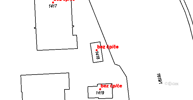 Úpice 44992432 na parcele st. 1418 v KÚ Úpice, Katastrální mapa