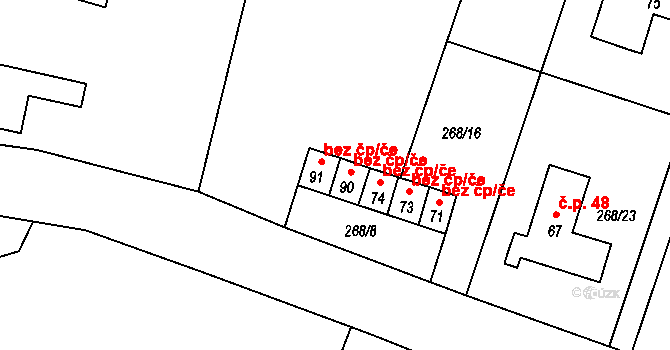 Pecka 45964432 na parcele st. 90 v KÚ Vidonice, Katastrální mapa