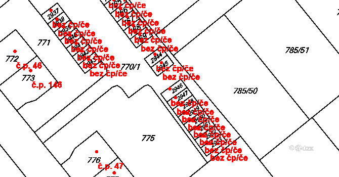 Káraný 46137432 na parcele st. 2946 v KÚ Káraný, Katastrální mapa
