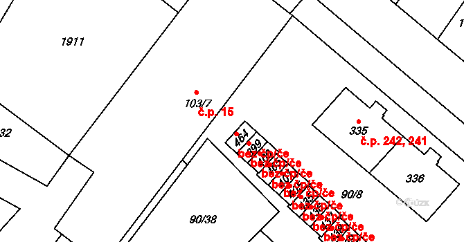 Nové Syrovice 46409432 na parcele st. 399 v KÚ Nové Syrovice, Katastrální mapa