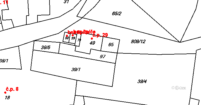 Studená 47532432 na parcele st. 97 v KÚ Horní Bolíkov, Katastrální mapa