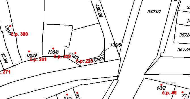 Ostrožské Předměstí 221, Uherský Ostroh na parcele st. 132/3 v KÚ Ostrožské Předměstí, Katastrální mapa