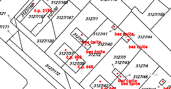 Pelhřimov 48620432 na parcele st. 3127/40 v KÚ Pelhřimov, Katastrální mapa