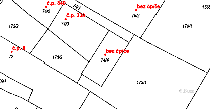 Opatovice nad Labem 49169432 na parcele st. 74/4 v KÚ Opatovice nad Labem, Katastrální mapa