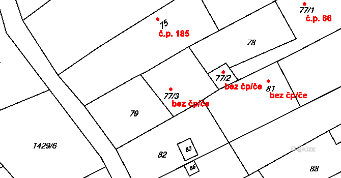 Bošovice 49621432 na parcele st. 77/3 v KÚ Bošovice, Katastrální mapa