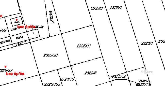 Rousínov 49968432 na parcele st. 2325/5 v KÚ Rousínov u Vyškova, Katastrální mapa