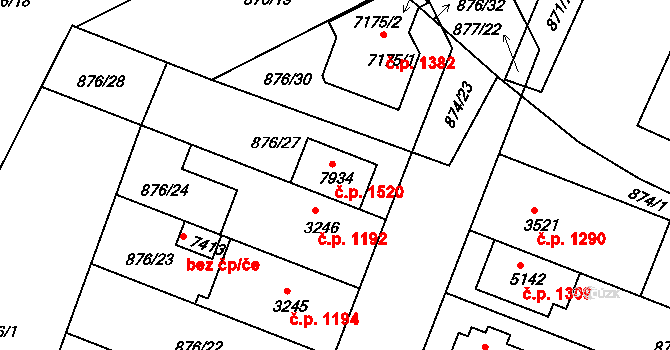 Kolín V 1520, Kolín na parcele st. 7934 v KÚ Kolín, Katastrální mapa