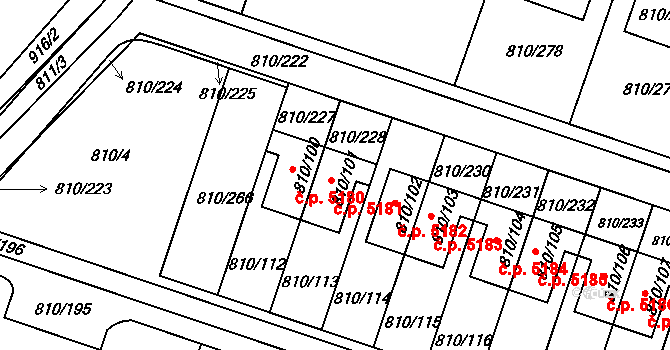 Proseč nad Nisou 5181, Jablonec nad Nisou na parcele st. 810/101 v KÚ Proseč nad Nisou, Katastrální mapa