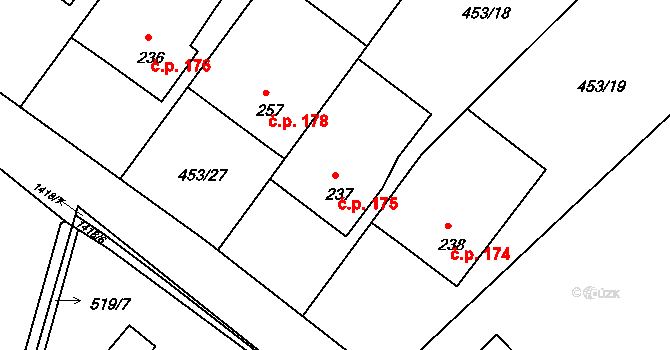 Kunčice 175, Letohrad na parcele st. 237 v KÚ Kunčice u Letohradu, Katastrální mapa