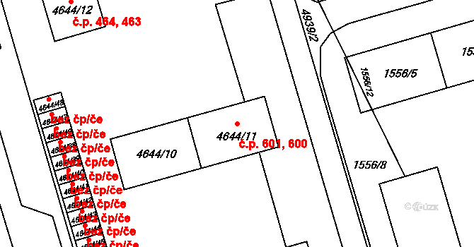 Litomyšlské Předměstí 600,601, Vysoké Mýto na parcele st. 4644/11 v KÚ Vysoké Mýto, Katastrální mapa