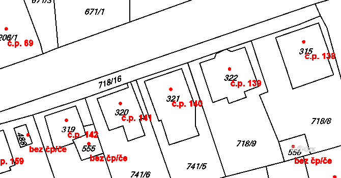 Dolní Kamenice 140, Česká Kamenice na parcele st. 321 v KÚ Dolní Kamenice, Katastrální mapa